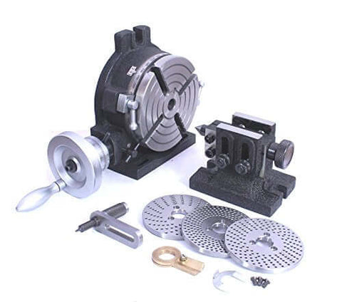 Pro Grade Workhorse Rotary Table with steel dividing plates set and tailstock for manual milling indexing kit MT2 bore