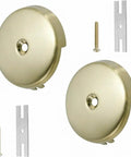 ANDRESLAD Single Hole Bathtub Overflow Drain Plate Pack of 2 with Screw in gold finish with mounting screw.