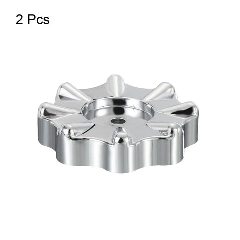 Round Wheel Faucet Handle Set, 2 Pack Replacement Handwheel Knobs for Valves, Silver Tone, 50mm Diameter, Plastic