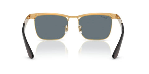 Wayfarer Deluxe Square Sunglasses With Sandblasted Legend Gold Frame And Dark Blue Polarized Lenses, 56 Mm, front view