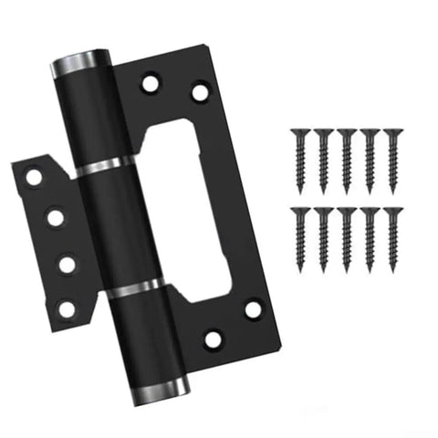 Heavy Duty Hydraulic Door Hinge With Automatic Close And Adjustable Speed Settings Crafted From Rust Proof Aluminum Alloy, black finish with mounting screws.