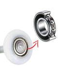 Close-up of 2 Inch Nylon Garage Door Roller With 6200Z Bearing And 4 Inch Stem, showing bearing detail, Whisper Quiet Unit