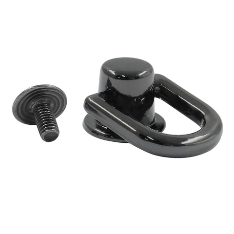 Straight Up Solid 12 Pack Bright Black D Rings For Purses With Mounting Screws Premium Metal Alloy Leather Craft Diy Bag Hardware showing a metal D ring and mounting screw.