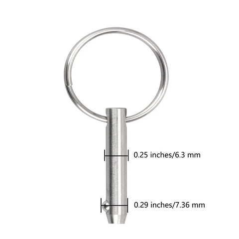 Marine Grade 316 Stainless Steel Quick Release Pin For Bimini Top 0.25 Inch Diameter 1.5 Inch Overall Length 1 Inch Usable Length Saltwater Ready Spring Loaded Ball 2 Pack Boat Gear, 0.25 in diameter