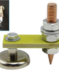 Earth Ground Connector For Auto Dent Repair And Stud Welding, Easy Clip Grounding Tool, metal and golden components close-up