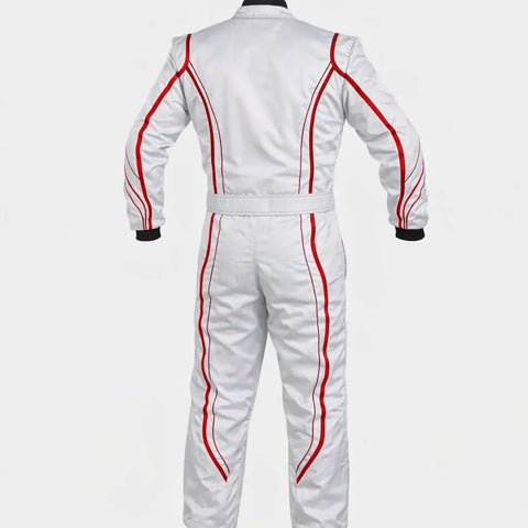 Rear view of Pro Go Kart Racing Suit For Adults Ultra Lite Breathable Driving Gear With Fade Resistant Digital Printing Team Colors