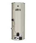 Heavy Duty Commercial Oil Fired Water Heater 75 Gallon Tank 455000 BTU Input With Barometric Draft Regulator, side view of storage tank.