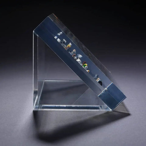 Dope Triangular Periodic Table Display With Real Elements Base For Students, showcasing 83 elements in acrylic side view