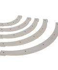 Top Drawer Router Radius Templates Corner Routing Jig Set featuring five sizes of durable plastic radius templates for woodworking.