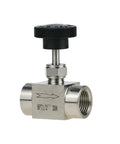 Stainless Steel Needle Valve 304 FNPT Half Inch Female Straight High Pressure Flow Control For Water Oil Gas Systems And Industrial Hydraulic Applications Up To 900 PSI Angry Pony Pro, side angle view