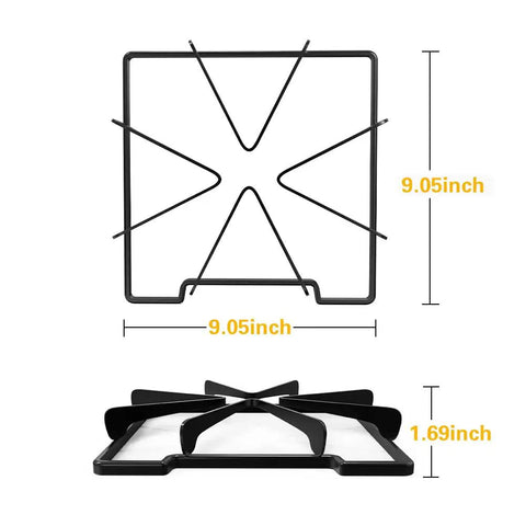 4 Pack Gas Range Burner Grates Replacement For WPW10268483 W10268483 AP6018155 PS11751457 8053580 Black Porcelain High Temperature Coating 8.25 X 8.88 X 1.63 Inches Stovetop showing top and side views