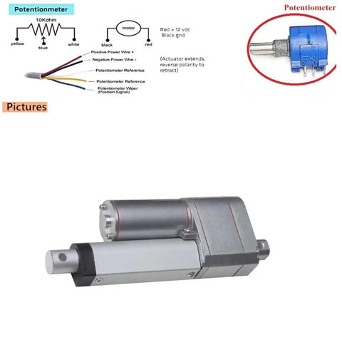 12V DC Linear Actuator 1200N With Potentiometer Feedback, Beefy Telescopic Stroke 50-450mm, Heavy Duty Electric Drive
