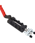 Beefy Double Head Push Pull Clamp, 2500kg Capacity and 75mm Stroke, Heavy Duty Toggle Weld Clamp, red handle, side view