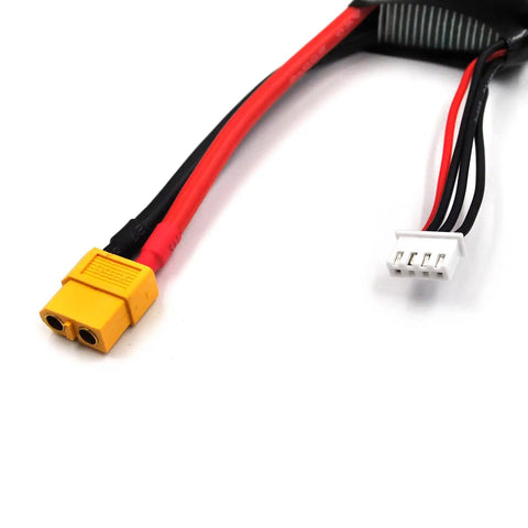 Close-up of 2 Pack 11.1V 2200mAh 35C Li Ion Battery XT60 Plug For FPV Drone RC Aircraft With B3 Balance Charger showing XT60 connector.