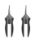 6.6 Inch Stainless Steel Curved Pruning Shears 2 Pack With Micro Tip Dope Lightweight Ergonomic Grip, Nonstick Teflon Coated Blades