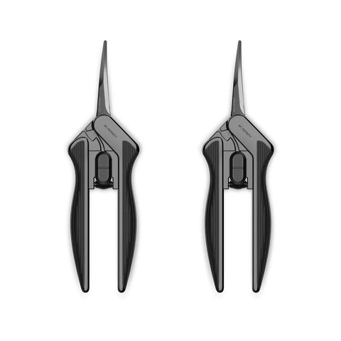 6.6 Inch Stainless Steel Curved Pruning Shears 2 Pack With Micro Tip Dope Lightweight Ergonomic Grip, Nonstick Teflon Coated Blades