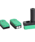 Mini Multi Stage Vacuum Generator With Energy Saving Design, High Flow And Killer Suction For Industrial Use, Pneumatic Vacuum Pump Ideal For Assembly Lines And Material Handling PBX PBM Series Compatibility, shown in green and black, different angles.