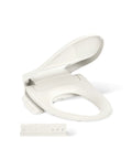 Heated Bidet Toilet Seat With Wireless Remote, Steady Warm Water Spray, Biscuit Color, remote featured and smooth lid open.