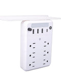 Smart Wall Outlet Extender With Six Power Receptacles And Four USB Ports Including Type C Charging Built In Storage Shelf Dimmable Night Light.
