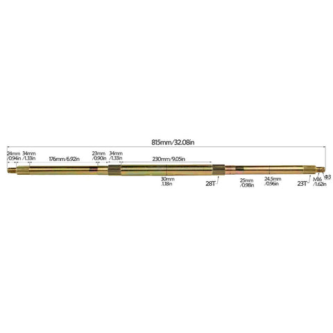 32 Inch Rear Wheel Axle Shaft Assembly For Go Kart Buggy Quad UTV ATV Snow Sand Snowmobile Rear Axle Track Kit, measurement details shown
