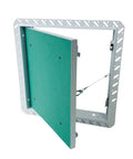 Sweet Slick 12X12 Drywall Access Panel With Heavy Duty Steel Frame and No Sweat Mudflange, showing inner green gypsum inlay.