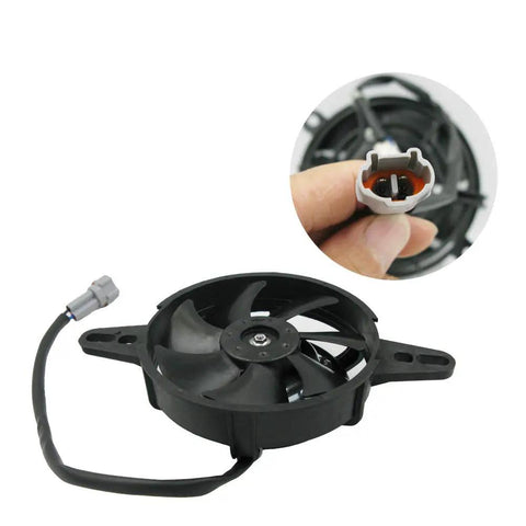 Gotta Have This Universal 4 Inch Electric Cooling Fan For Motorcycle Radiator And Oil Cooler Slaps Right On Any Dirt Bike Motocross Or ATV To Keep Her Chillin And Boost Horsepower, showing a black 4-inch fan with wiring.