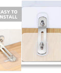 No Drill 10 Pack Furniture Wall Anchor Kit 6x6 Acrylic Stainless Steel Easy Install Anti Tip For TVs Shelves Cabinets And More Keeps Your Home Safe For Kids And Pets, wall anchor installed on cabinet