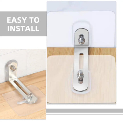 No Drill 10 Pack Furniture Wall Anchor Kit 6x6 Acrylic Stainless Steel Easy Install Anti Tip For TVs Shelves Cabinets And More Keeps Your Home Safe For Kids And Pets, wall anchor installed on cabinet