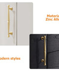 Gold Cabinet Pull Handle 192mm Center Zinc Alloy Drawer Pull For Cabinets Dressers Wardrobes And Kitchen Doors Modern Easy Grip Replacement Hardware For Furniture Upgrade.