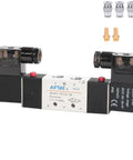 4V220-08 DC24V one quarter inch PT double solenoid five port two position pneumatic valve, aluminum body, with fittings