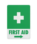 Right Arrow Green First Aid Sign 8x12 Inches Weatherproof Reflective Aluminum Plate For Mall And Factory Buildings Emergency Kit Direction Indicator High Visibility Warning Sign