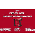 M18 Fuel 18Ga One Quarter Narrow Crown Stapler For Quick Heavy Duty Fastening Without A Compressor Redlink Plus in red