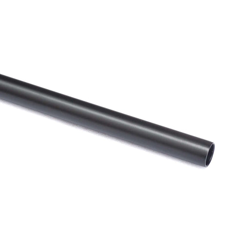 Close-up of black powder-coated rail for 5 Foot Frameless Black Sliding Glass Shower Door Running Track Barn Style Hardware Set.