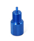Rock Solid Brake Proportioning Valve Bleeder Tool For PV2 And PV4 Disc And Drum Systems Works With Gm Valves And Ac Delco 172 1353 And 172 1371 No Sweat Quick Bleeding, blue anodized metal component with grip texture.