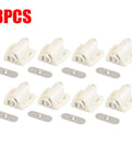 Grab These 8 Pack Single Magnet Cabinet Catches For The Perfect Door Stopper And Rebounder With Invisible Design And Seamless Clean Look For Cupboards And Wardrobes, includes 8 white plastic magnets and hardware.