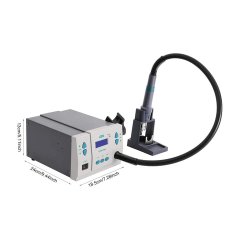 Powerful 1000W Hot Air Soldering Station With LCD Display, Adjustable 100C To 500C, Three Nozzles, 110V unit with hose attachment