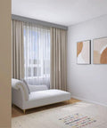 Living room with Four in One Curtain Track System With Pelmet And Optional Light Belt, custom length, easy install aluminum rails.