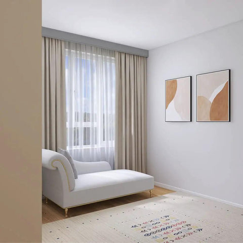Living room with Four in One Curtain Track System With Pelmet And Optional Light Belt, custom length, easy install aluminum rails.