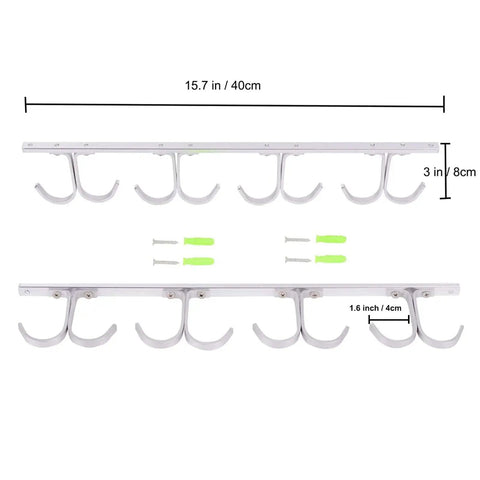 8 Rod Ceiling Rack For Fishing Poles Aluminum Alloy Holder Organizer For Garage Cabin Basement Overhead Storage And Quick Access Built Tough For Easy Grab showing dimensions and mounting hardware