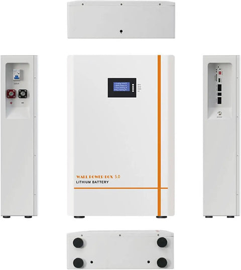 No Fuss Plug And Go 10Kwh Lifepo4 Solar Battery Smart Touch Display 51.2V 200Ah Wall Mount Home Backup view from multiple angles.