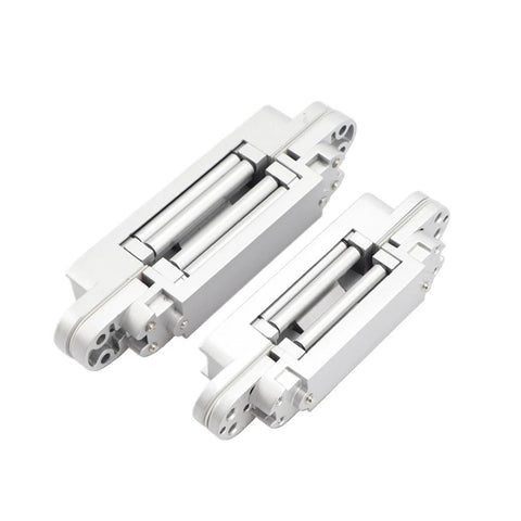 2 Pack Invisible Door Hinges For Outward Opening Wood Doors, Hidden Cross Style Hinge With 180 Degree Swing, Silver Finish