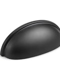 Matte Black Cup Drawer Pulls Five Pack for Cabinets and Furniture Dressers, 3 Inch Hole Centers Cup Handles, Kitchen Cabinet Hardware