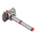 Pocket hole drill jig locator, metal shaft with red-tipped ends for cabinet hinge hole drilling