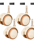4pcs Crib Caster Wheel Set with Grip Neck Stem, PU Silent Locking in beige with locking feature and extra black stoppers.
