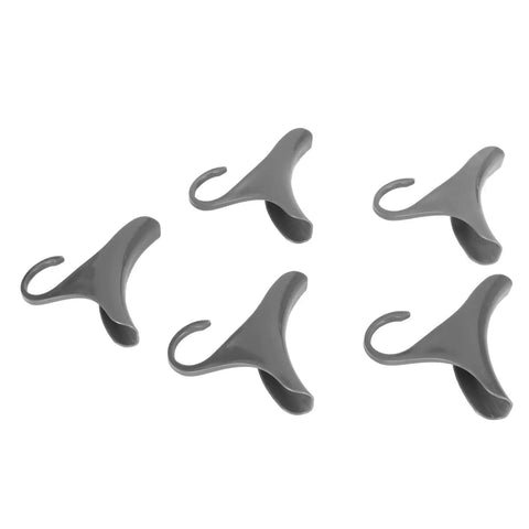 Set of 5 gray hooks from 10 Pack Hanging Purse Hanger Hooks For Handbags Backpacks And Scarves Plastic Closet Organizer Clips That Grip Bags Steady