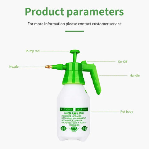 Portable 0.5 Gallon Handheld Pressure Sprayer With Adjustable Brass Nozzle And Safety Valve For Watering Plants diagram