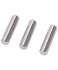 Three stainless steel dowel pins from Dowel Pin Kit Stainless Steel Locating Pins 2.5x10mm 100 Pcs Pro Grade High Hardness Wear Resistant