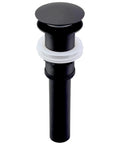 Matte Black Pop Up Vessel Sink Drain Without Overflow One And Three Quarters Inch Drain Opening Universal Fit For Most Vessel And Undermount Sinks Slick Bathroom Upgrade in brass and stainless steel.