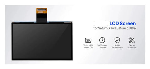 Next Level Replaceable Premium Screen For 3D Printers Serving Crisp 8K UV Curing Perfection With Zero Hassle Setup And Rugged Frame Assembly Kit Right Away, 10-inch 12K Mono LCD for Saturn 3.