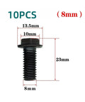 Left Hand Threaded Hex Flange Nail M8 For Cutting Machine Tools, heavy duty carbon steel, 23mm length, pack of 10